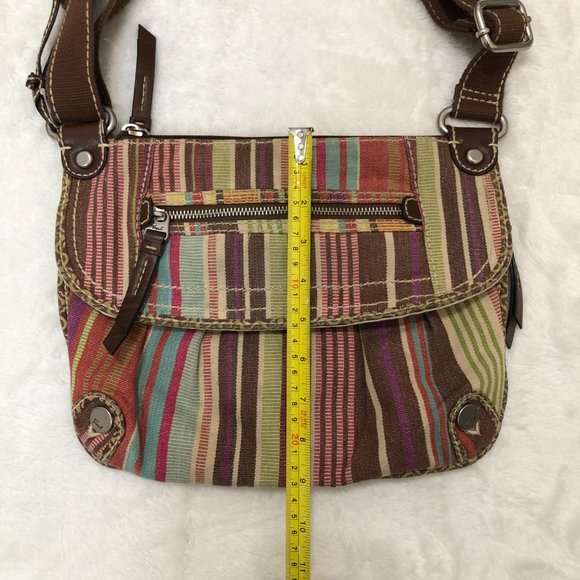 Fossil Multicolor Canvas Purse Handbag Boho Striped Shoulder CrossBody Bag - Picture 10 of 10